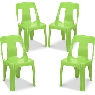                       Maharaja Bahubali Plastic Chairs  Armless (Green, Set of 4, Pre-Assembled)                                              