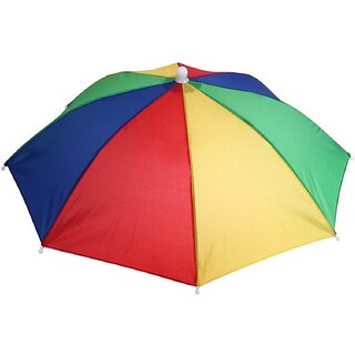                       Lamra Foldable Novelty Sun Hat Umbrella Protect Your Head For Fishing Beach ,Golf Party ,Camping Fancy Dress For Kids And Adults Umbrella (Multicolor)                                              