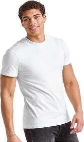 Cotton Half Sleeve round neck T-Shirt for Men and Women - White