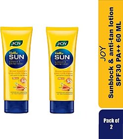 Joy Sunscreen - SPF 30 PA++ SPF 30 Sunblock  Anti-tan Sunscreen Lotion With Carrot  Chamomile (60 ml X 2)