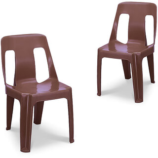                       Maharaja Bahubali Plastic Chairs  Armless (Metallic Brown, Set 2,Pre-Assembled)                                              