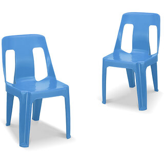                       Maharaja Bahubali Plastic Chairs  Armless (Blue, Set of 2, Pre-Assembled)                                              