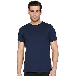                       Cotton Half Sleeve round neck T-Shirt for Men and Women - Nevy Blue                                              