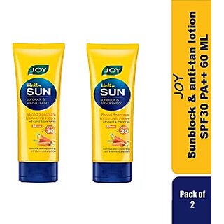 Joy Sunscreen - SPF 30 PA++ SPF 30 Sunblock  Anti-tan Sunscreen Lotion With Carrot  Chamomile (60 ml X 2)