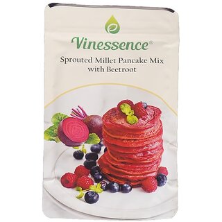                       Vinessence Sprouted Millet Pancake Mix with Beetroot Flavour  NO MAIDA  Eggless  No Preservatives  Low Carbs  Low G                                              