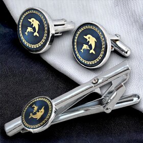 LUCKY JEWELLERY Men Jewelry Cufflink with Tie Pin Shirt Button Cufflinks and Tie Pin Set For Men (370-CHC5-1119-S)