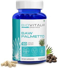 Biovitalia Organics Saw Palmetto Capsules for Prostate Health  Promotes Hair Growth  Hormonal Balance. 60 Caps