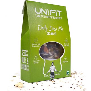 Unifit 12 in 1 Daily Dose Mix of Seeds, Nuts  Berries Healthy Breakfast  Source of Fiber  Energy  200g