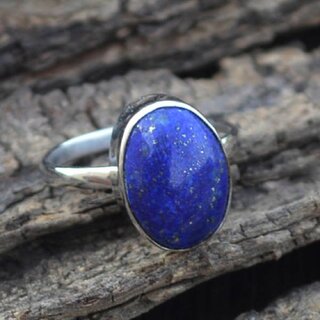                      Lapis Lazuli (Lajwart) Silver Plated Ring Panchdhatu/ Metal Women Adjustable Stone Ring                                              