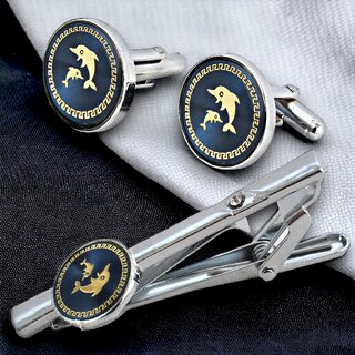                       LUCKY JEWELLERY Men Jewelry Cufflink with Tie Pin Shirt Button Cufflinks and Tie Pin Set For Men (370-CHC5-1119-S)                                              