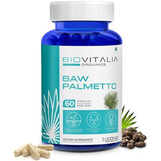                       Biovitalia Organics Saw Palmetto Capsules for Prostate Health & Promotes Hair Growth & Hormonal Balance. 60 Caps                                              