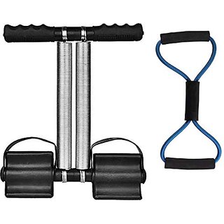 SRYFIT Tummy Trimmer Double Spring -Waist Trimmer-Abs Exerciser-Body Toner-Fat Buster- Multipurpose Fitness Equipment for Men and Women with A Resistance Tube(Resistance Tube is Free) (Multicolor)