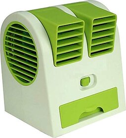 Dream Hub Small USB and Batteries Air Conditioner Water Cooler Portable Dual Bladeless Mini Fan (Multicolour)