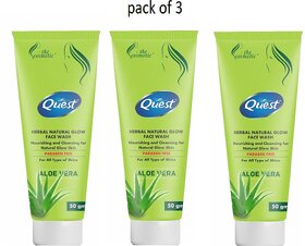 QUEST HERBAL NATURAL GLOW ALOE VERA FACE WASH (PACK OF 3)