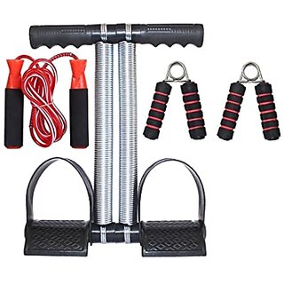                       AJRO DEAL Tummy Trimmer double Spring Ab Exerciser Skipping Rope and Hand Grip Combo                                              