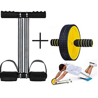                       Tummy Trimmer And Ab Wheel Roller Combo Core Abdominal Weight Loss Leg Exercise Waist Trimmer Abs Exercise Equipment Home Gym Fitness Accessories for Men And Women                                              