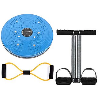                       Tummy Trimmer and Twister And Toning Tube 3 IN 1 Combo Abs Chest Full Body Stretching Core Abdominal Gym Equipment Exercise Home For Men Women Multi                                              