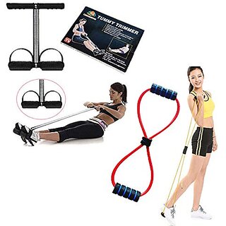                       Consonantiam Tummy Trimmer Stomach and Equipment with Chest Expander Rope Workout Pulling Exerciser Fitness Exercise Tube Sports Yoga for Men and Women                                              