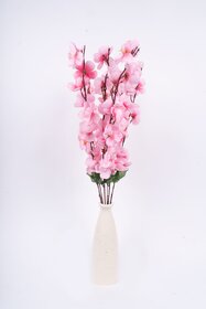 Eikaebana Flower Shop Artificial Cherry Blossom Flower Bunch for Home Decor (7 Heads, Light Pink) Set of 2 (Without Pot)