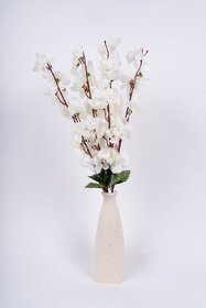 Eikaebana Flower Shop Artificial Cherry Blossom Flower Bunch for Home Decor (7 Heads, Off White) Set of 2 (Without Pot)
