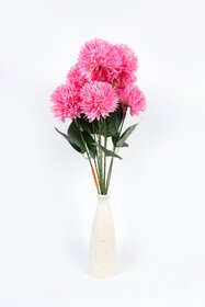 Eikaebana Flower Shop Artificial Guldavari (Chrysanthemum) Flower Bunch (9 Heads, Pink) Set of 2 (Without Pot)