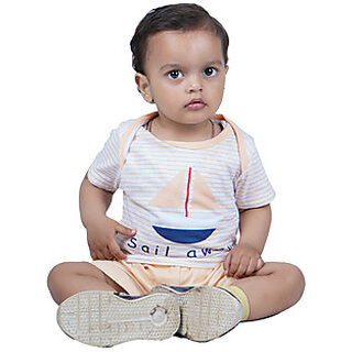                       Kid Kupboard Cotton Baby Boys T-Shirt and Short Set, Multicolor, Half-Sleeves, 9-12 Months KIDS6146                                              