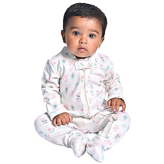                       Kid Kupboard Cotton Baby Girls Sweatshirt and Sweatpant Set, White, Full Sleeves, 9-12 Months KIDS6150                                              
