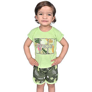                       Kid Kupboard Cotton Baby Girls T-Shirt, Light Green, Half-Sleeves, Round Neck, 3-4 Years KIDS6167                                              