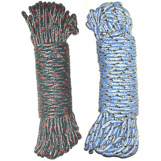                      Aseenaa Cloth Line for Drying Clothes, Nylon Braided Cotton Rope, 20 Mtr, Pack of 2                                              