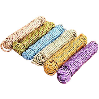                       Aseenaa Cloth Line for Drying Clothes, Nylon Braided Cotton Rope, 20 Mtr, Pack of 6                                              