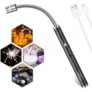                       Aseenaa USB Plasma Rechargeable Electric Gas Lighter for Kitchen, Pooja Room, Candles, BBQ, Multi Purpose - 360 Degree                                              