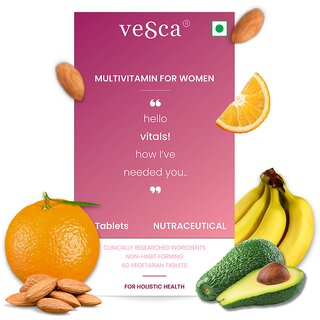 Vesca Multivitamin for Women With 67 Essential Vitamins  Minerals, Vitamin B and A For Immunity Booster, with Healthy H