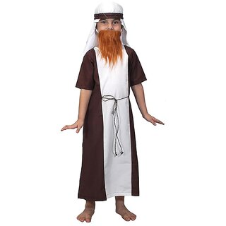                       Kaku Fancy Dresses Shepherd Costume For Kids  Christmas Day, Theam Party White Gown, Waist belt, And Headscarf                                              
