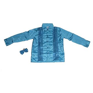                       Kaku Fancy Dresses Dance Costume Shinning Sky Blue Shirt For Kids  Sequin Work School Annual Funtion Shirt For Boys                                              