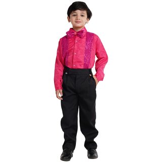                       Kaku Fancy Dresses Dance Costume Shinning Pink Shirt For Kids  Sequin Work School Annual Funtion Shirt For Boys                                              
