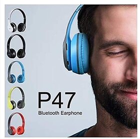 P47 Wireless Stereo Sports Portable High Bass Headphone Supports Music, Voice Control, Call Function (Multicolor)