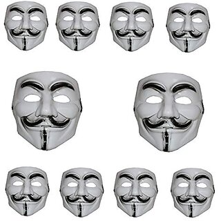                       Kaku Fancy Dresses Vendetta Face Mask For Kids Halloween Party / Vendetta Face For Plays, Stage Shows - Pack of 5                                              