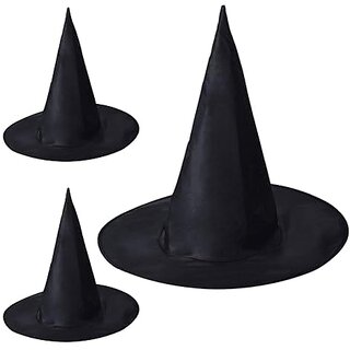                       Kaku Fancy Dresses Black Witch Hat For Girls  Black Witch Hat For Halloween Costume Party Prop - Pack of 1                                              