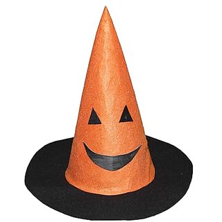                       Kaku Fancy Dresses Orange Witch Hat For Kids  Witch Hat for Halloween Costume Party Prop - Pack of 1                                              