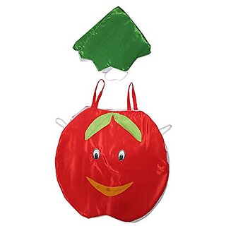 Kaku Fancy Dresses Kids Apple Fruits Costume Cutout with Cap - Red / Green