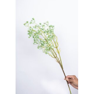                       Eikaebana Flower Shop  Artificial Hypericum (Mogra Buds) Stick for Home, Wedding Decoration (White and Green Set of 6)                                              