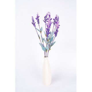                       Eikaebana Flower Shop  Beautiful Artificial Lavender Flower Bunch for Home, Wedding Decor Purple Set of 6 (Without Pot)                                              
