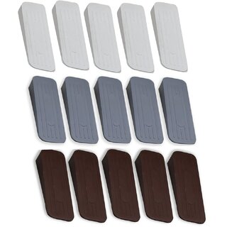                       ALP Heavy Duty Non Slip Rubber Door Stoppers (5 Brown, 5 White & 5 Grey Stopper)                                              