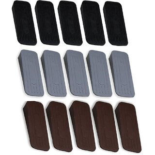                       ALP Heavy Duty Anti Slip Rubber Door Stoppers (5 Brown, 5 Black & 5 Grey)                                              