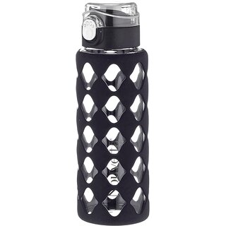                       Nouvetta Marine Borosilicate Glass Bottle with Silicone Protective Sleeve, 750 ml, 1 Piece, Black - (NB19390)                                              