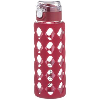                       Nouvetta Marine Borosilicate Glass Bottle with Silicone Protective Sleeve, 750 ml, 1 Piece, Red - (NB19392)                                              