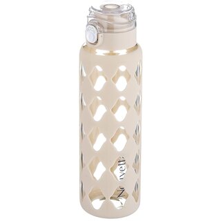                       Nouvetta Marine Borosilicate Glass Bottle with Silicone Protective Sleeve, 750 ml, 1 Piece, White - (NB19393)                                              