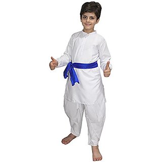                       Kaku Fancy Dresses Indian State Haryanvi Dance Costume For Kids White Kurta Costume For Boy - White                                              