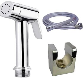Elexa Hardware Faucet Set Jet Spray for Toilet with PVC Hose Pipe and Holder for Bathroom Faucet Set