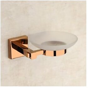 Elexa Hardware Rose Gold Glass soap Holder Soap Dish Stand Wall MountBathroom Accessories (Rose Gold)